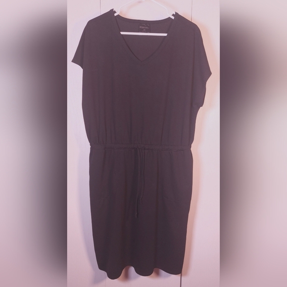 32 Degrees Cool Black Soft Lux Knit Dress Size XL Drawstring Waist Comfy Casual - Picture 1 of 10